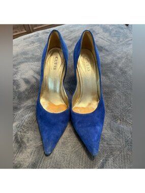 Guess Women's Royal Blue Suede Heels